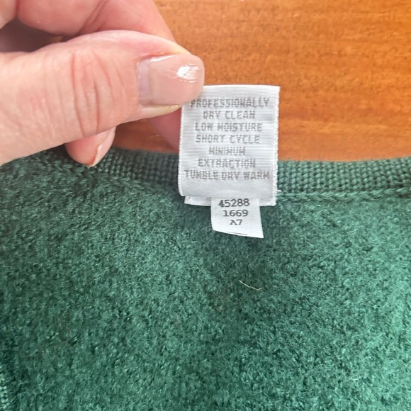 VTG Lands End Sweater Vest 100% Wool Knot Buttons Sz 10PGreen Pockets Grannycore - Picture 4 of 6